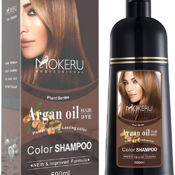 MOKERU Argan Oil Hair Color Shampoo – 3-in-1 Coloring, Nourishing & Cleansing (500ml)
