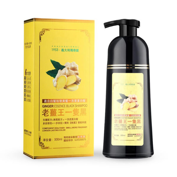 MOKERU Ginger Essence Black Hair Shampoo – Natural Coloring & Scalp Care (500ml)